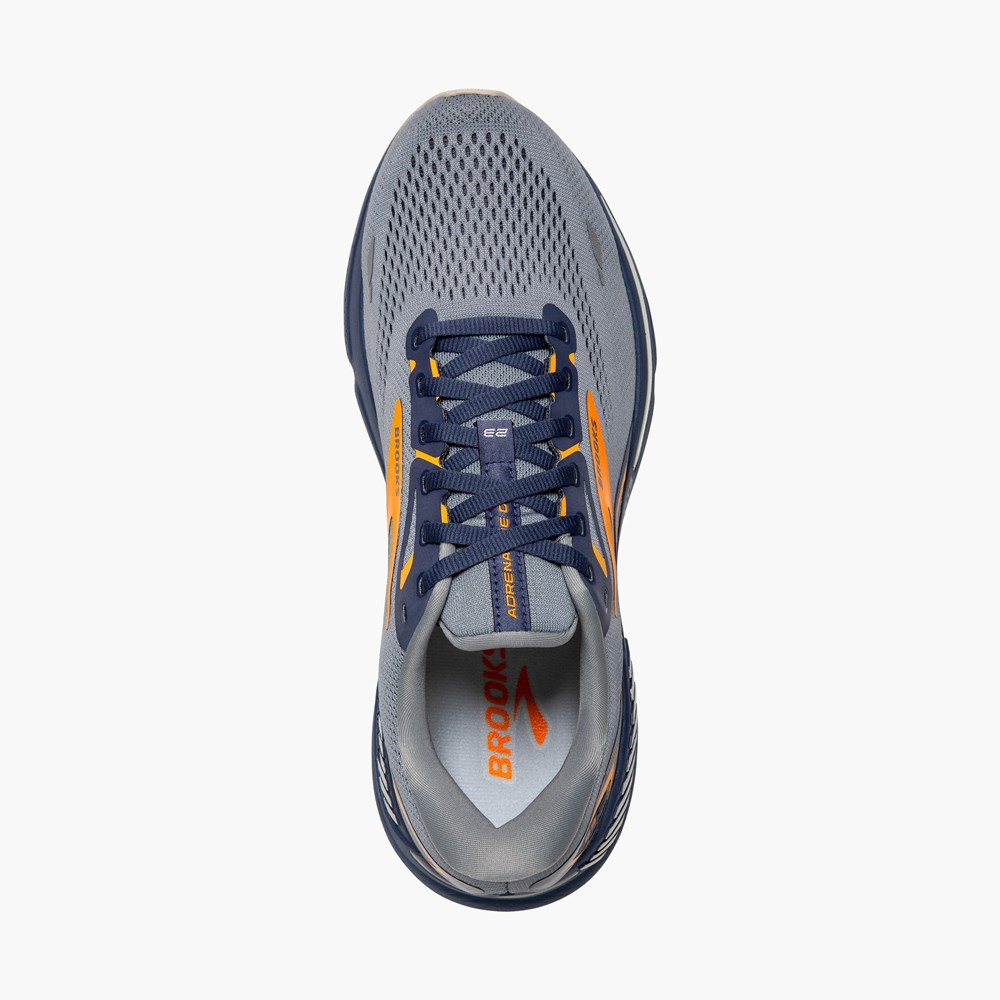 Chaussures Running Route Brooks Adrenaline GTS 23 Grise Bleu Orange Homme | DQA-3824193